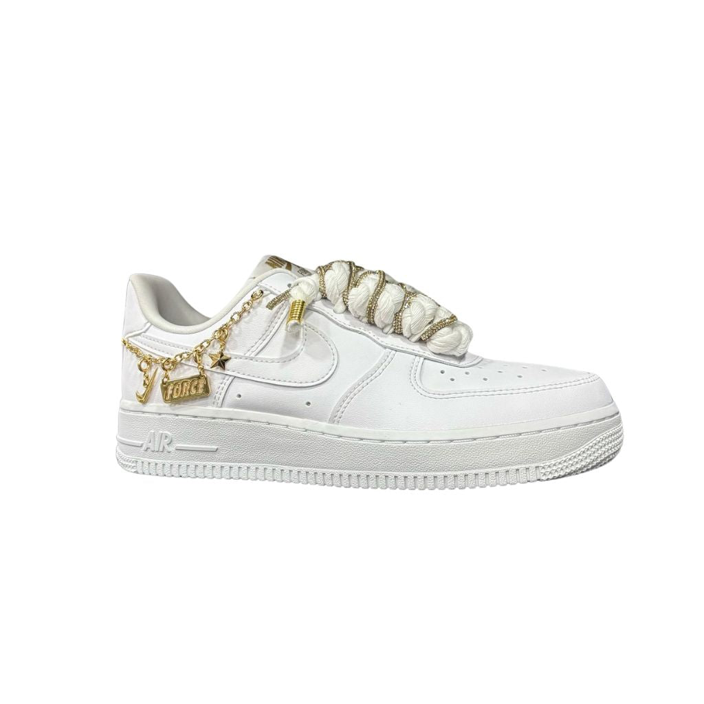 Nike Air Force 1 Low LX Bianco Corda e Brillantini Oro DD1525 100