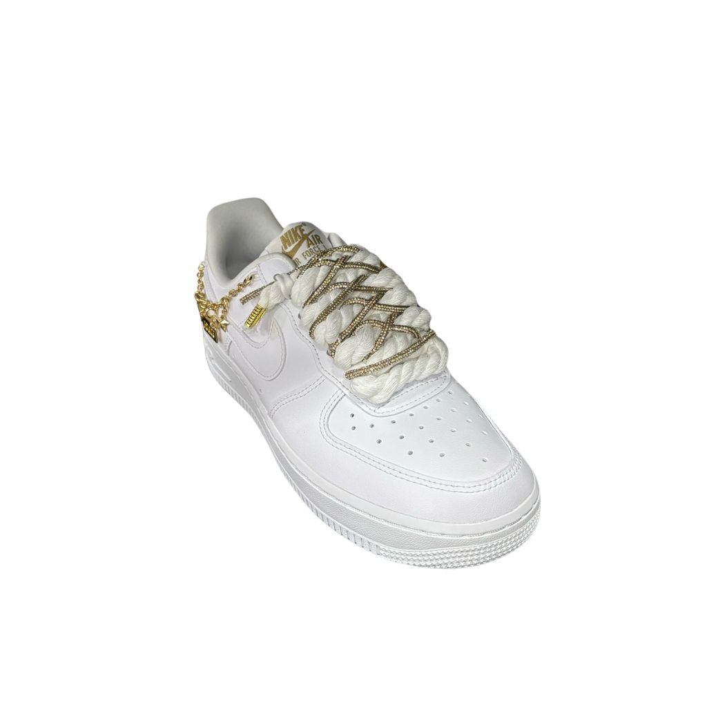 Nike Air Force 1 Low LX Bianco Corda e Brillantini Oro DD1525 100