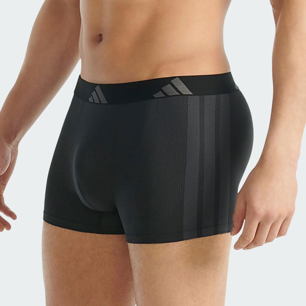 Boxer uomo Adidas Active Micro Stretch Seamless 2 pack in tessuto stretch grigio con logo 3 strisce sul fianco.