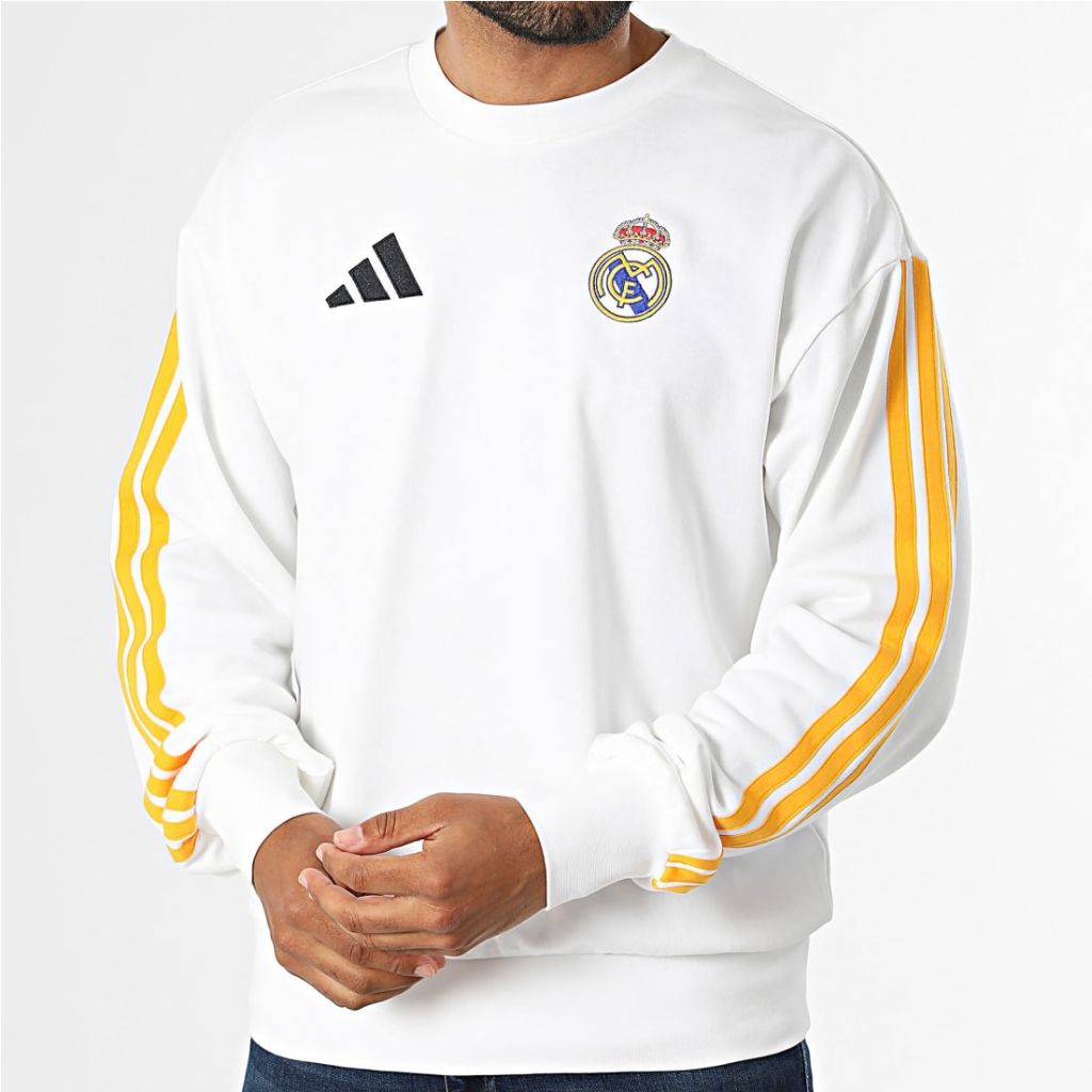 Felpa girocollo da uomo Adidas Originals Real Madrid bianca oversize