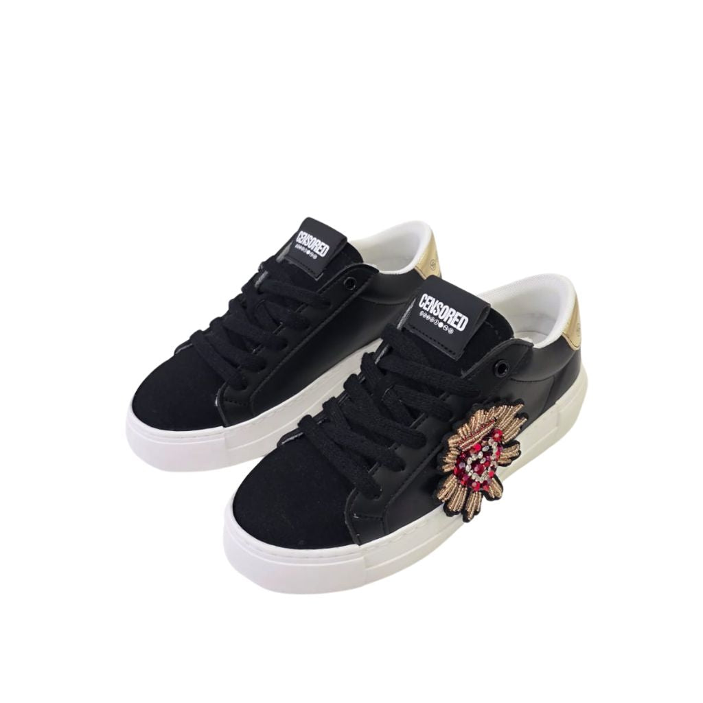 Sneaker Sacred nera con ricamo sacro cuore gioiello