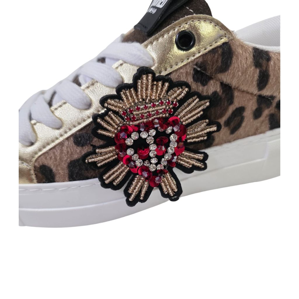 Sneaker Sacred leopardata con ricamo sacro cuore gioiello