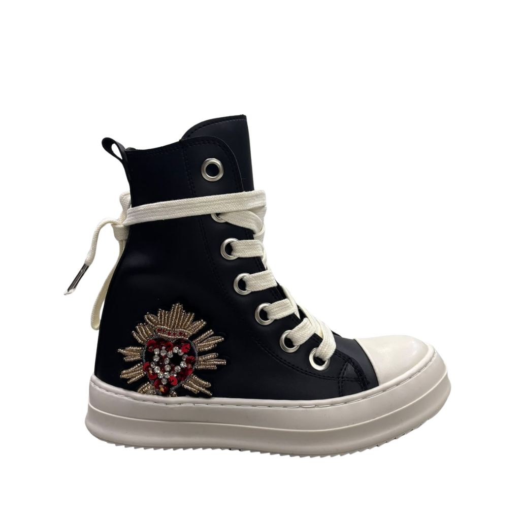 Sneakers alte unisex Censored Sacred in ecopelle nera
