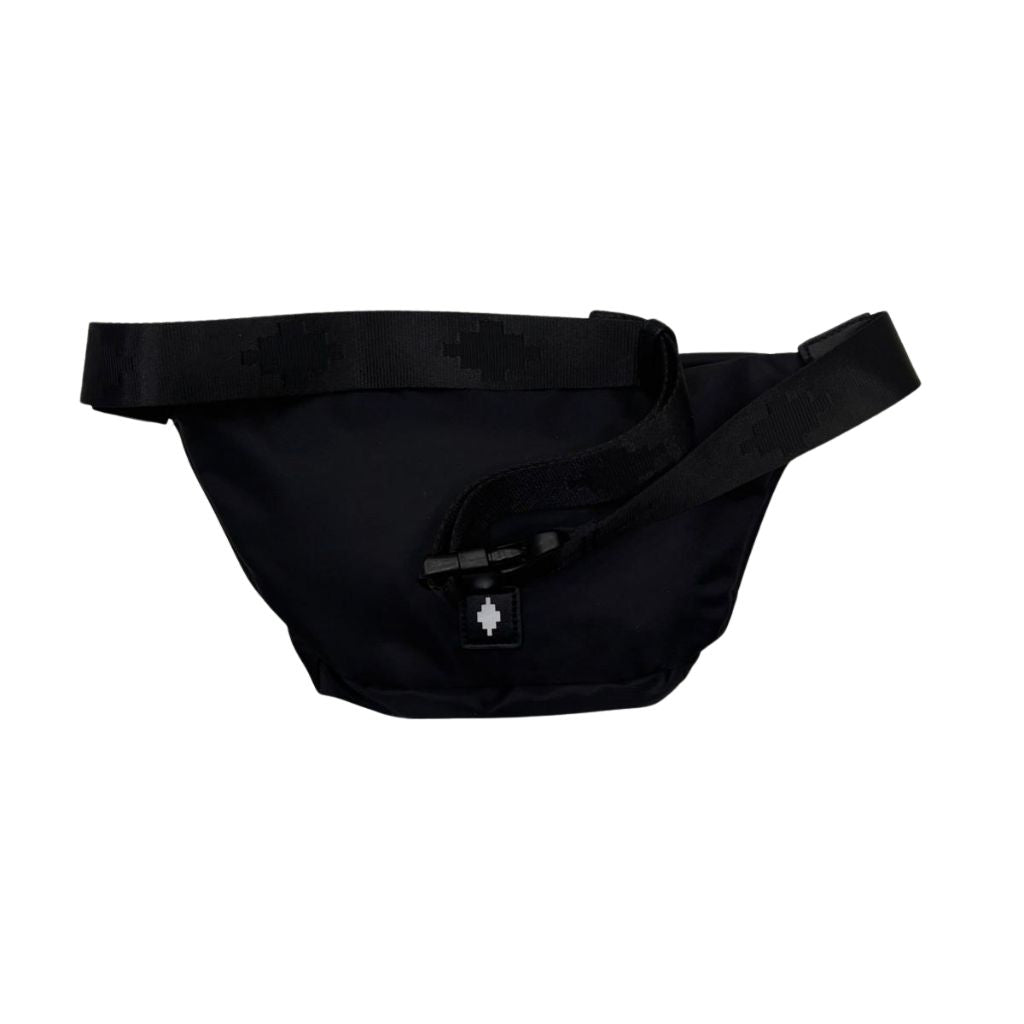 Marsupio nero County of Milan in licra con logo a croce bianco e tasca esterna a zip.