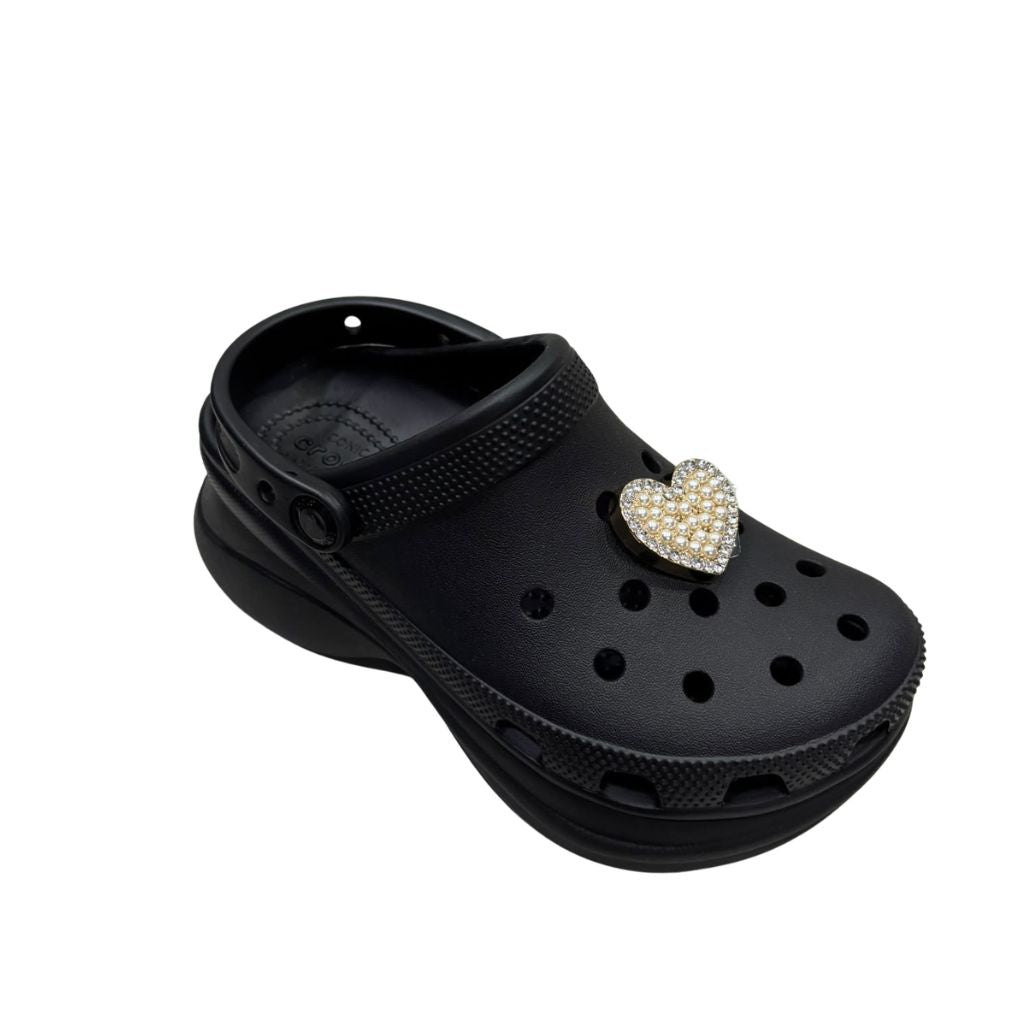 Charm a cuore per Crocs dorato con perle e strass