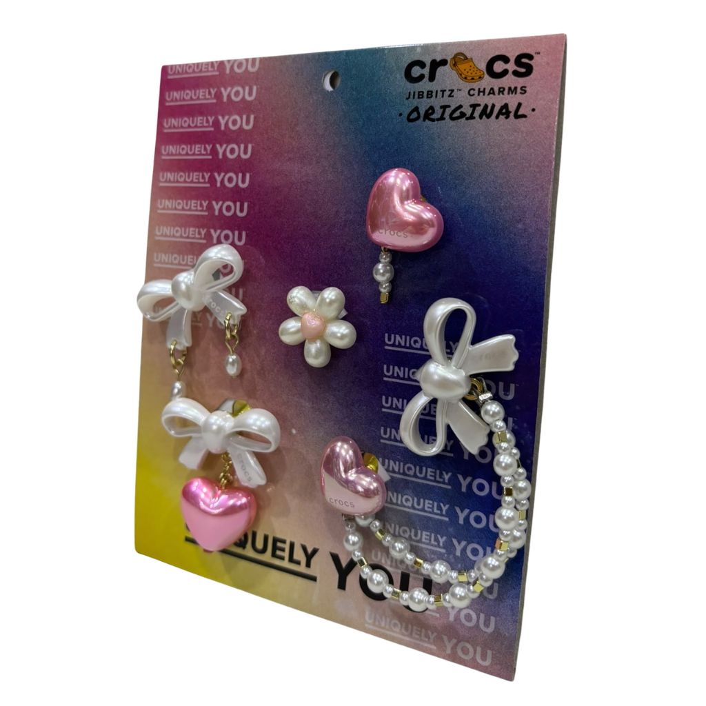 Set da 5 charm Jibbitz originali Crocs con fiocchi perlacei