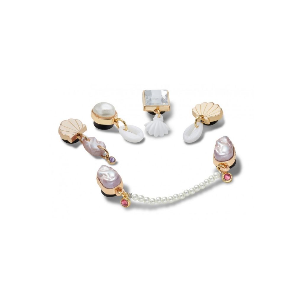 Kit di 5 charm per Crocs con conchiglie dorate e perle