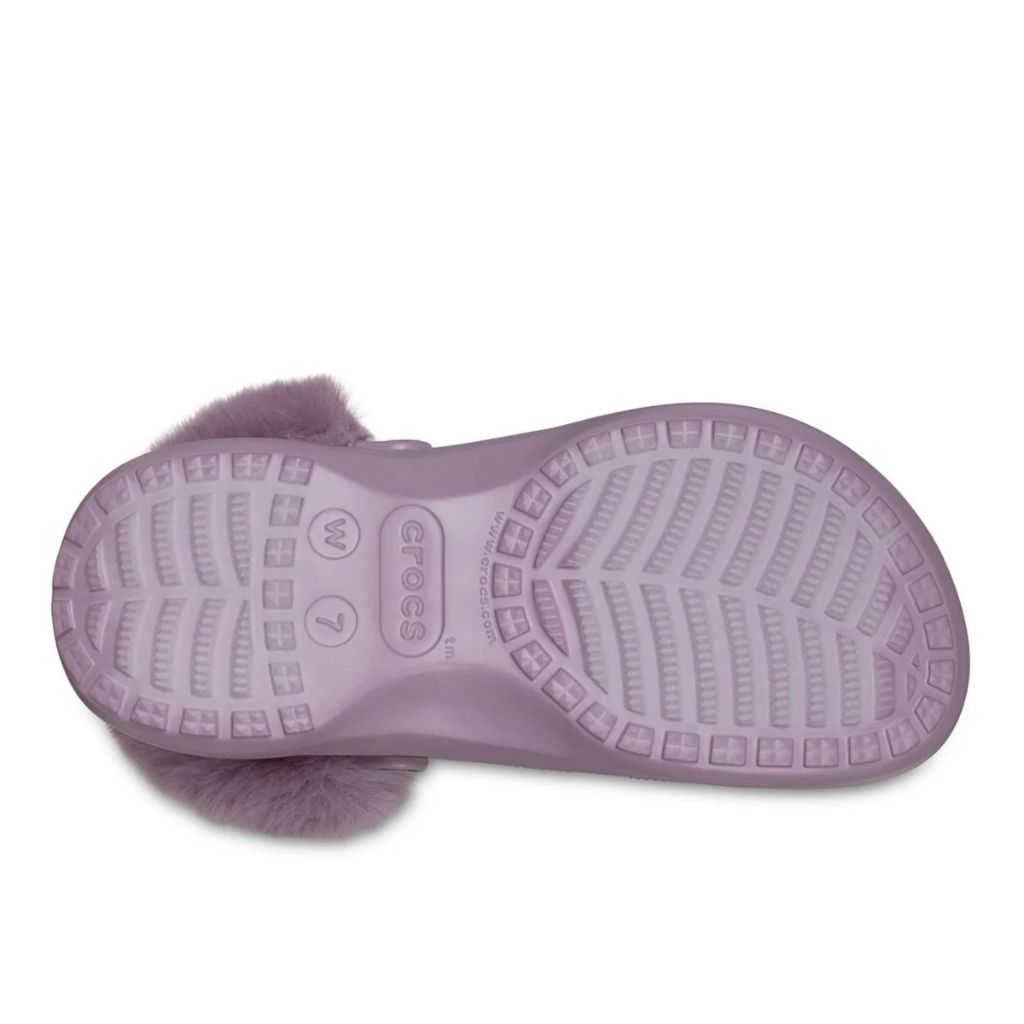 Clog Crocs Classic Platform lilla con fodera effetto peluche e cinturino posteriore rivestito