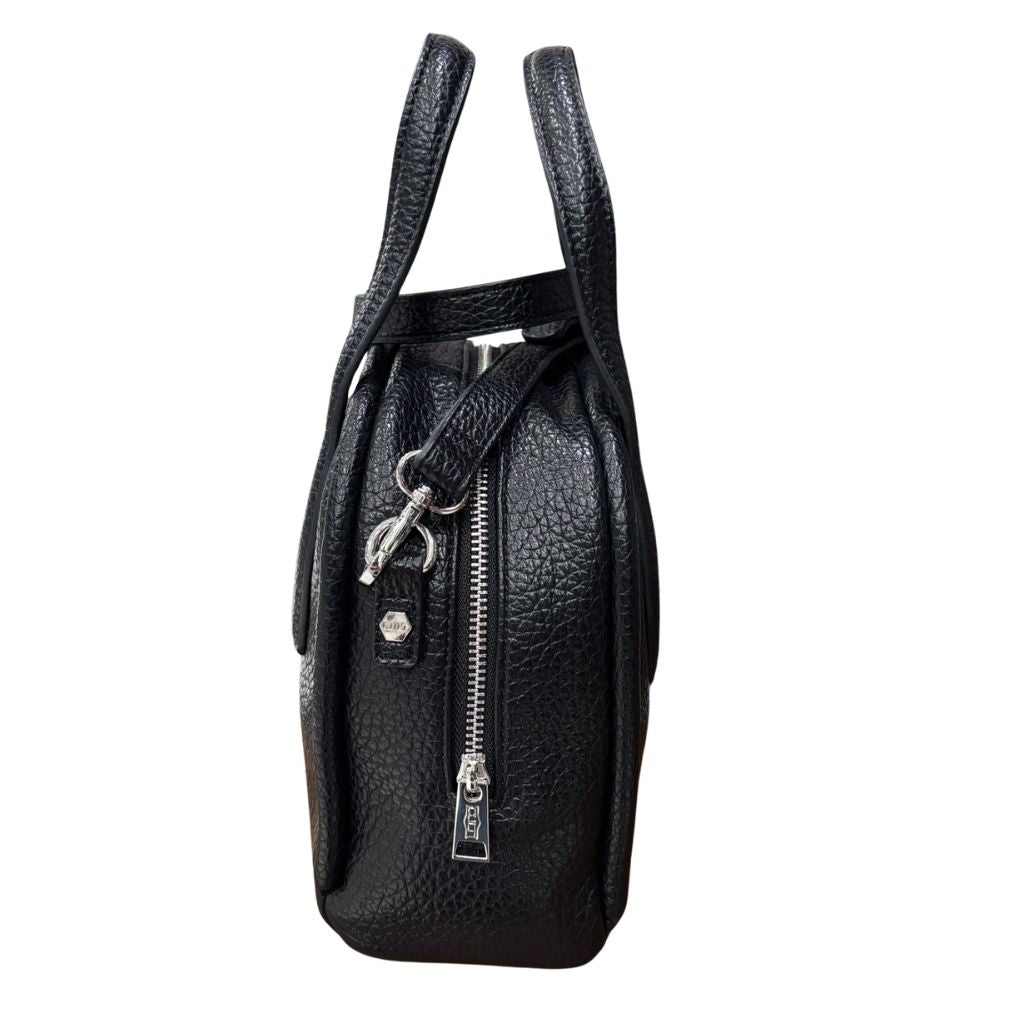 Borsa a mano CULT Myles nera in ecopelle bottolata con tracolla regolabile