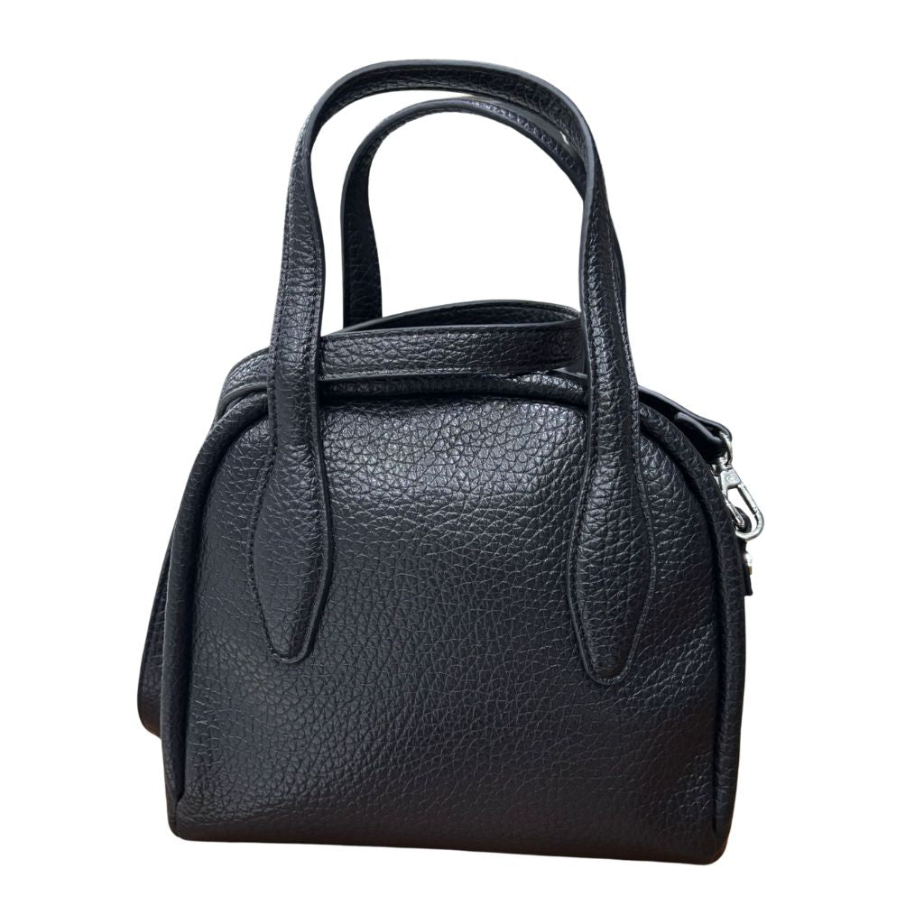 Borsa a mano CULT Myles nera in ecopelle bottolata con tracolla regolabile