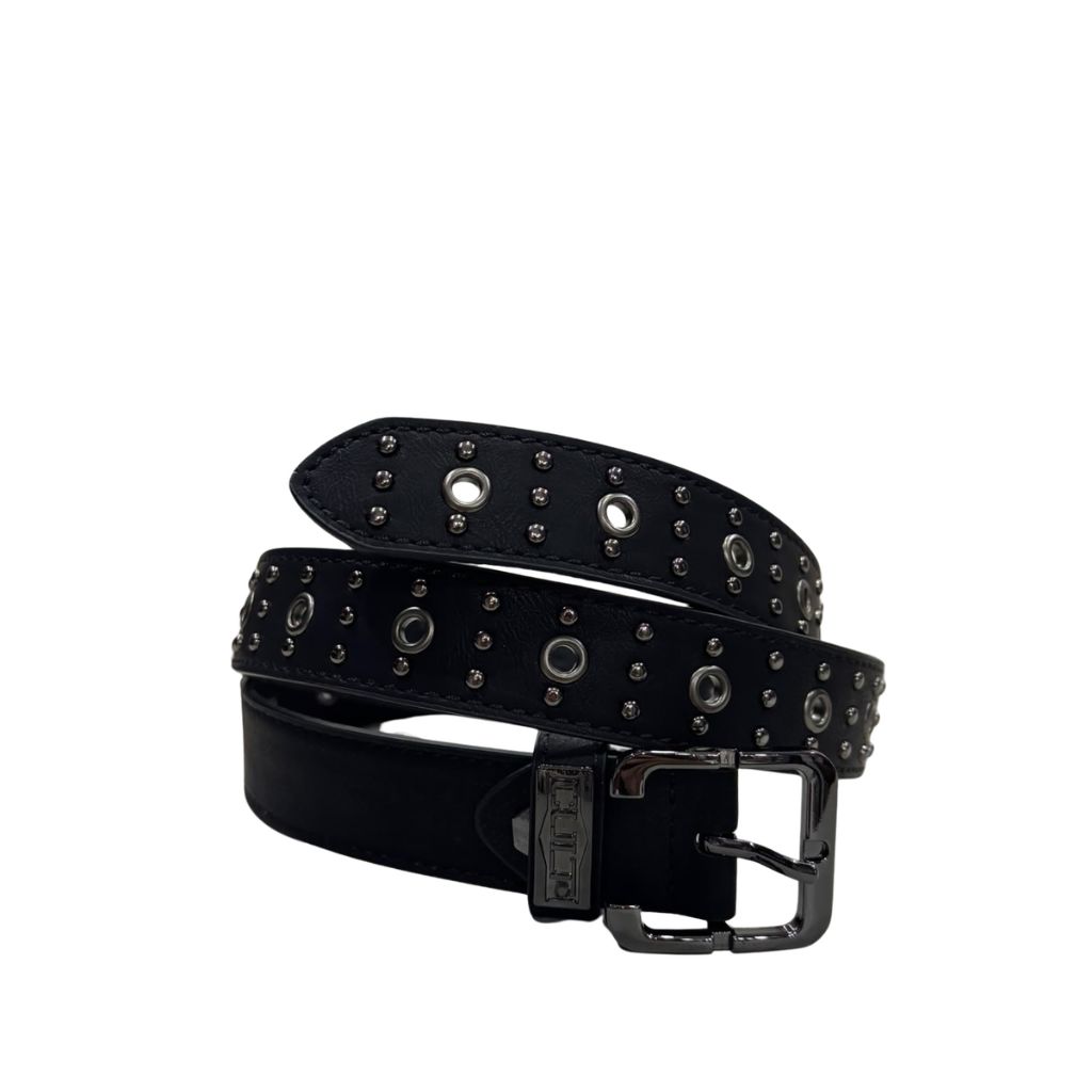 Cintura donna Cult nera in ecopelle, borchie tonde