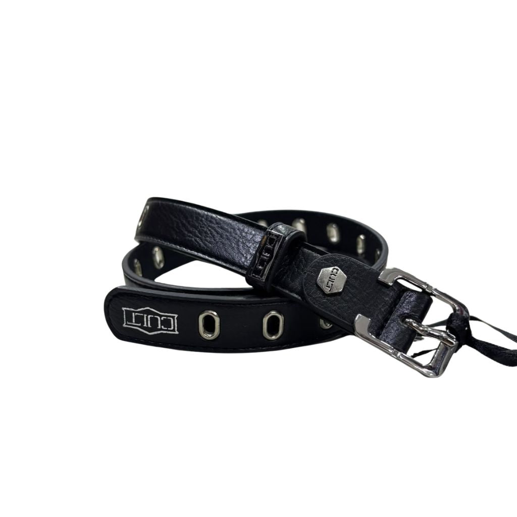 Cintura donna Cult nera in ecopelle con occhielli metallici