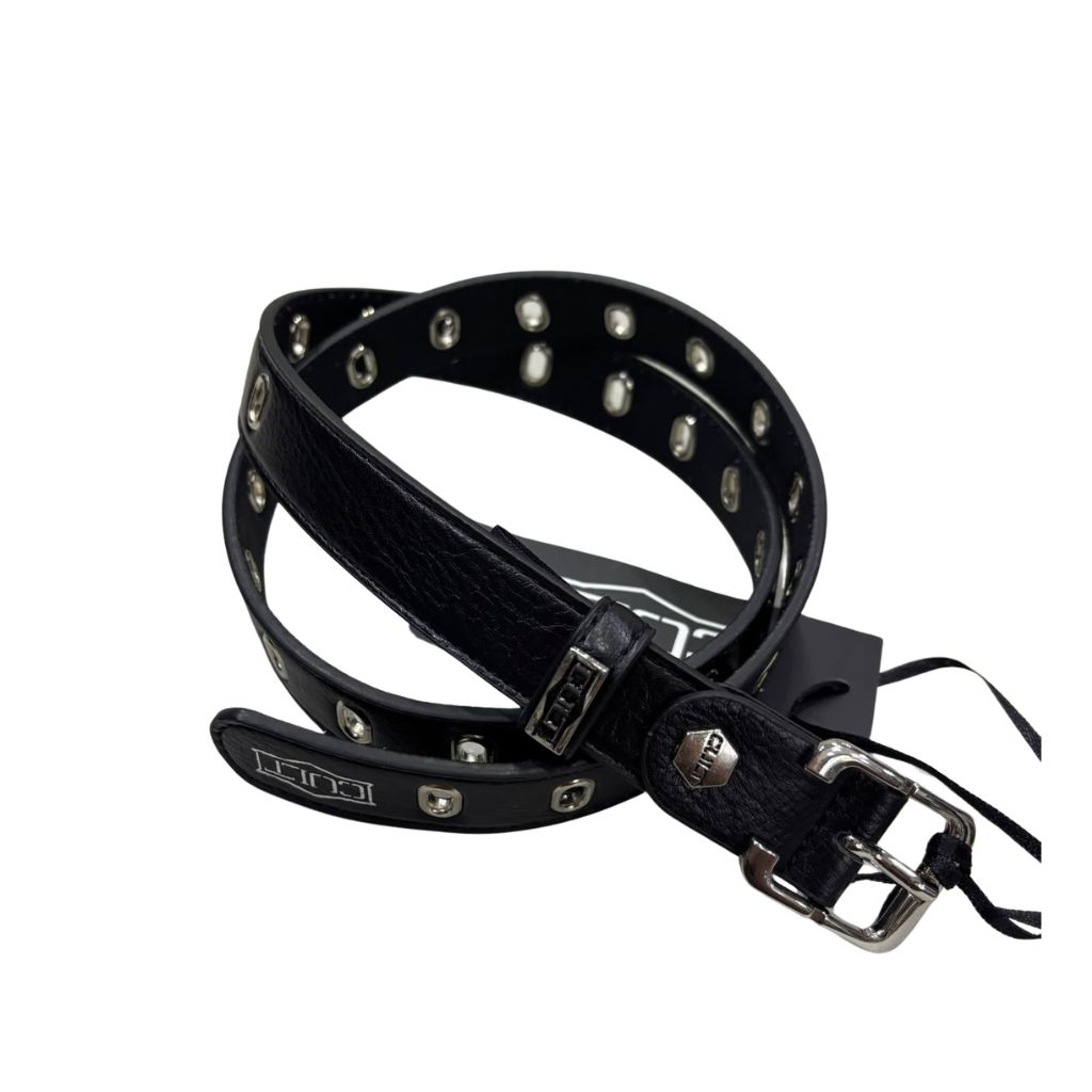 Cintura donna Cult nera in ecopelle con occhielli metallici