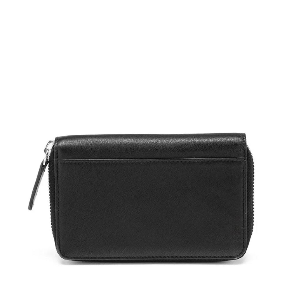 Portafoglio Cult nero in vera pelle con zip around