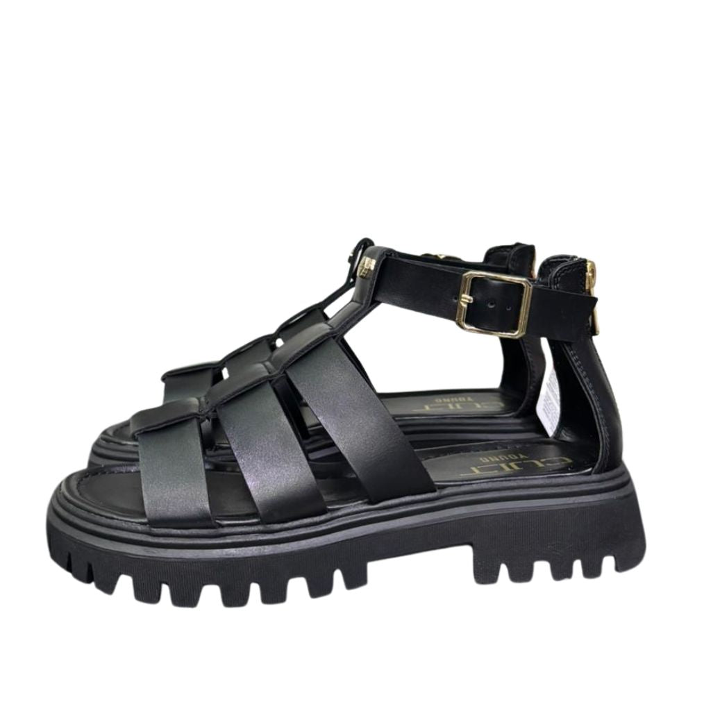 Sandalo gladiatore donna nero ecopelle