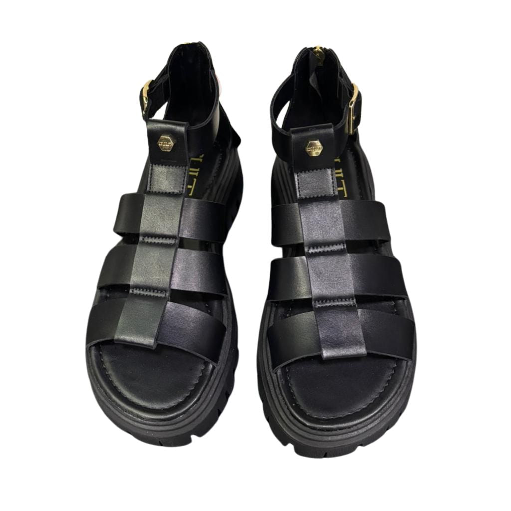 Sandalo gladiatore donna nero ecopelle
