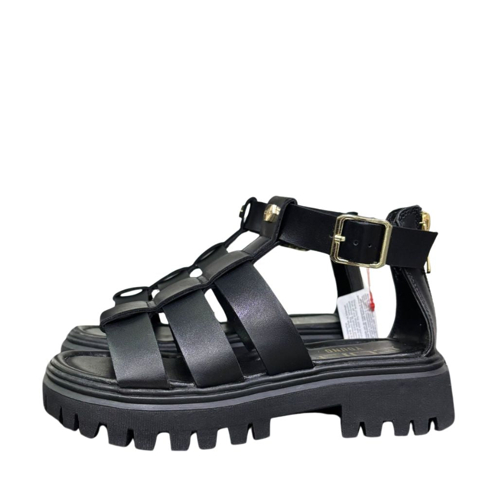 Sandalo gladiatore bambina nero ecopelle