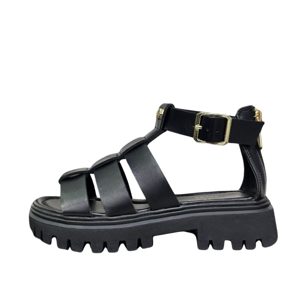 Sandalo gladiatore bambina nero ecopelle