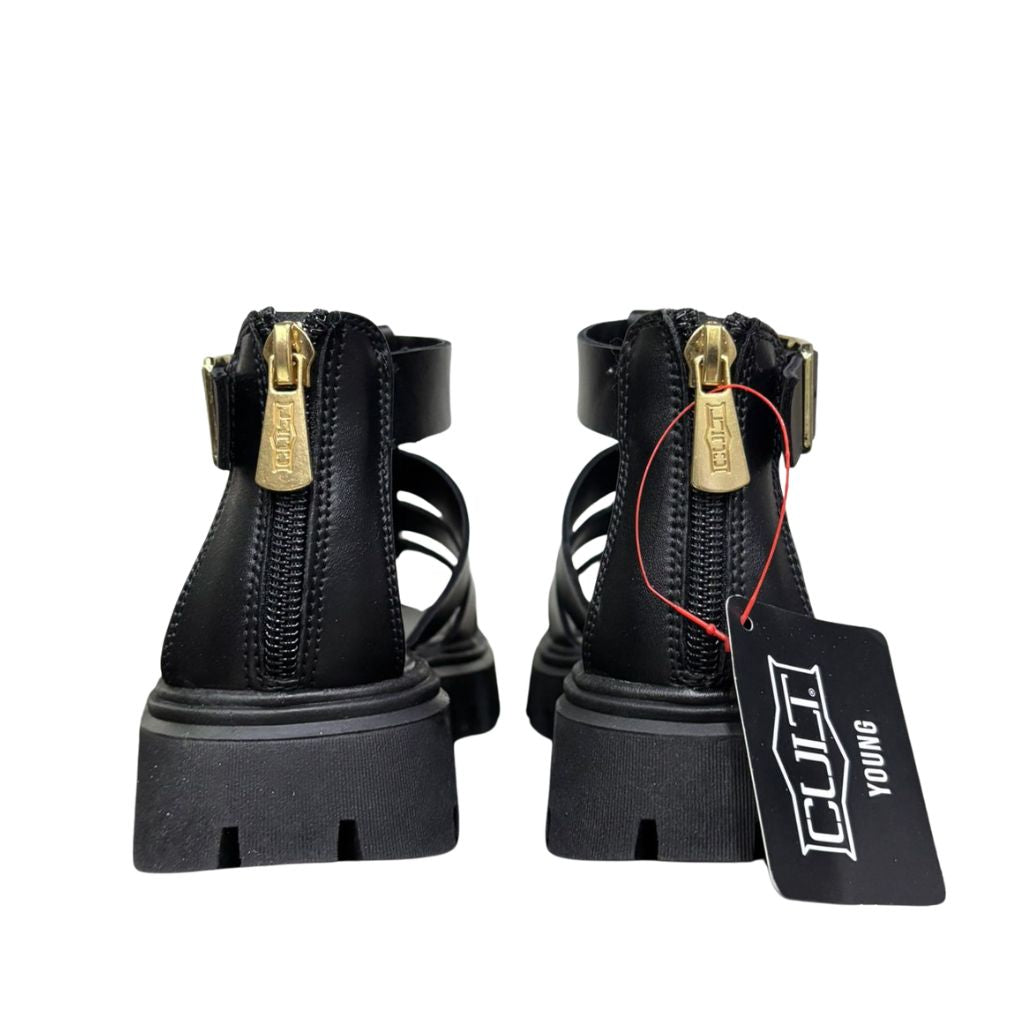 Sandalo gladiatore bambina nero ecopelle