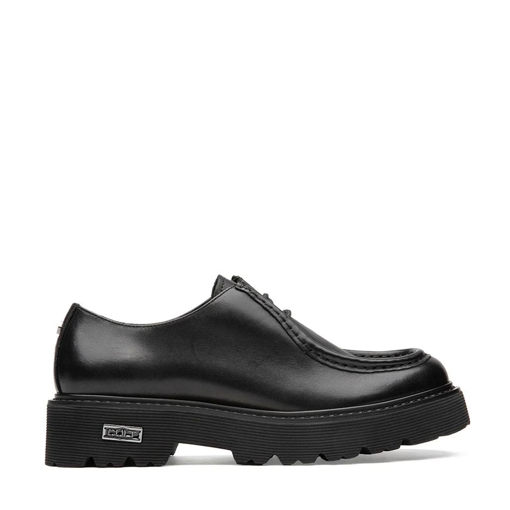 Scarpe stringate Cult nere in pelle con punta moc e suola platform