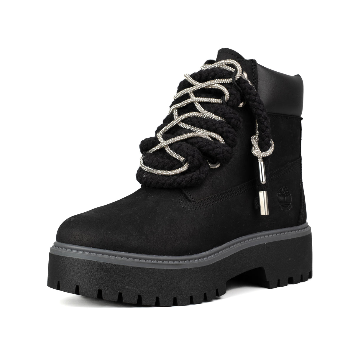 Timberland Stivaletto Platform Stone Street Nero Corda Brillantini Argento TB1A5RHJ 015