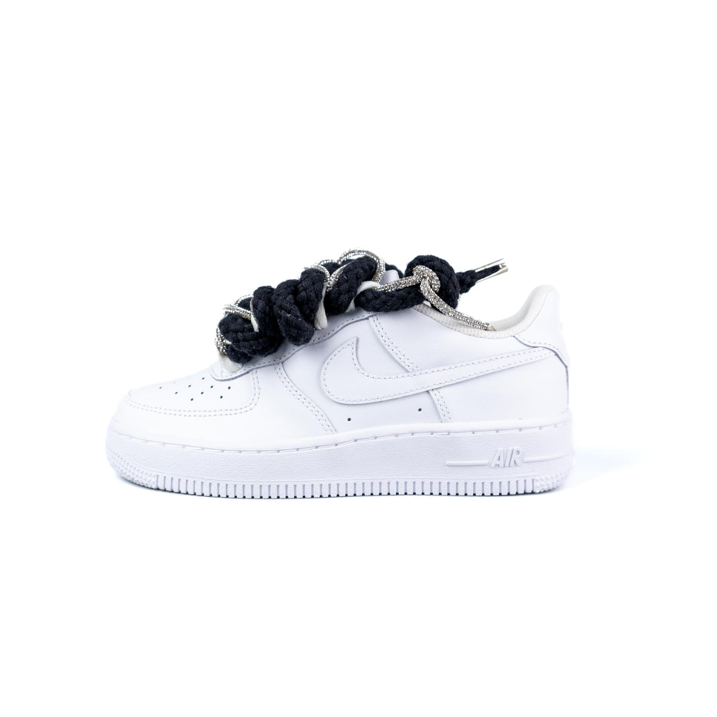 Nike Air Force 1 Bianco Corda Nero / Brillantini Argento Fv5951 111 - Cw2288 111