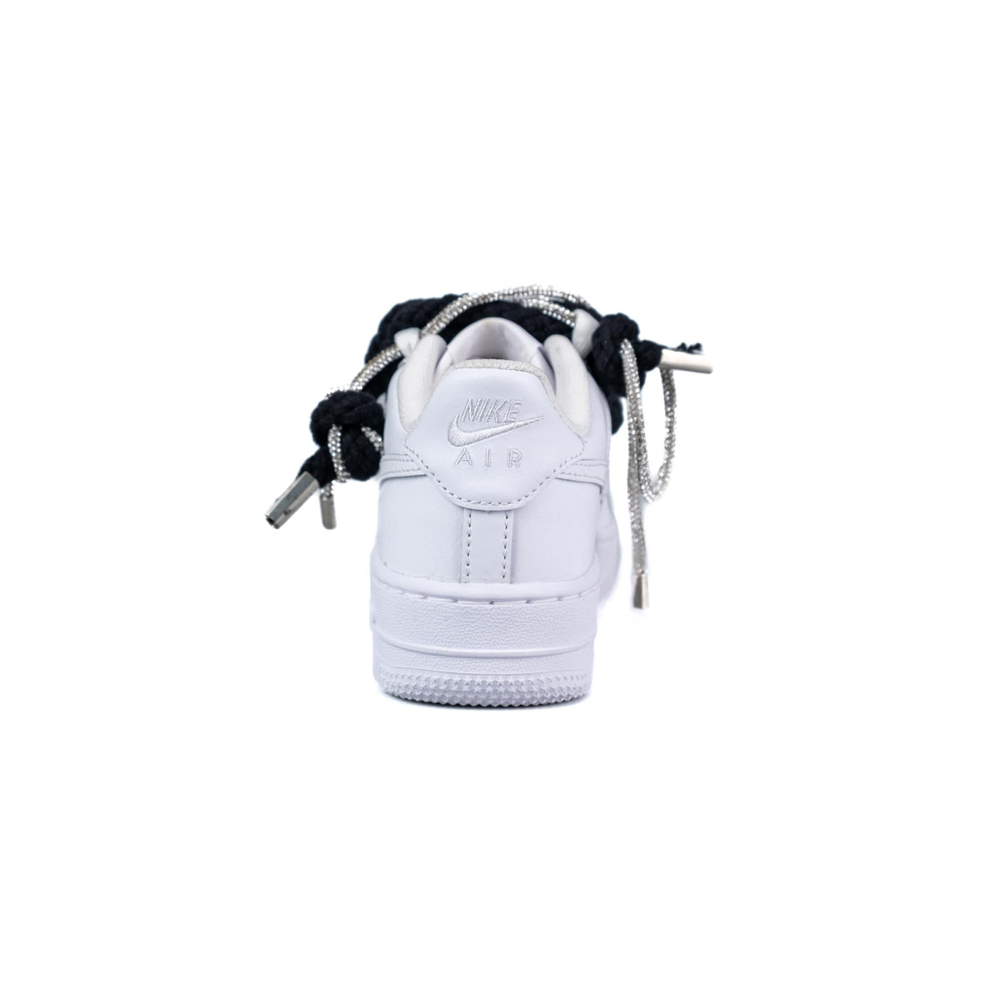 Nike Air Force 1 Bianco Corda Nero / Brillantini Argento Fv5951 111 - Cw2288 111