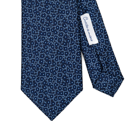 Cravatta In Seta Fiore Astratto Blu/Azzurro