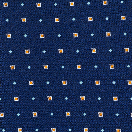Cravatta In Seta Quadratino Blu/Arancio