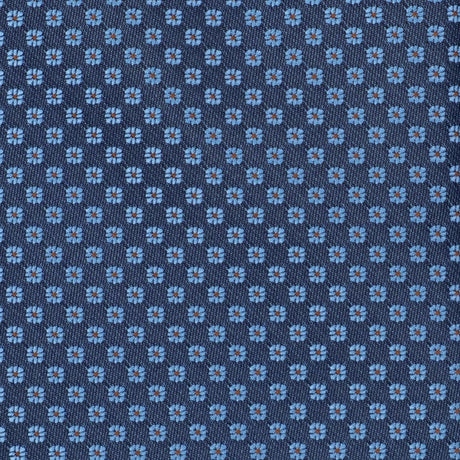 Cravatta In Seta Mini Fiore Blu/Azzurro