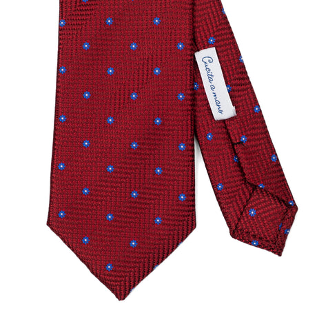 Cravatta In Seta Fiorellino Rosso/Azzurro