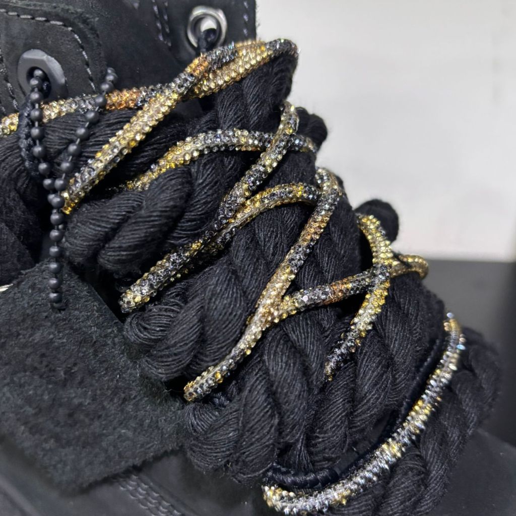 Timberland Stivaletto Stringato Nero Corda Brillantini Leopardo 0129070011