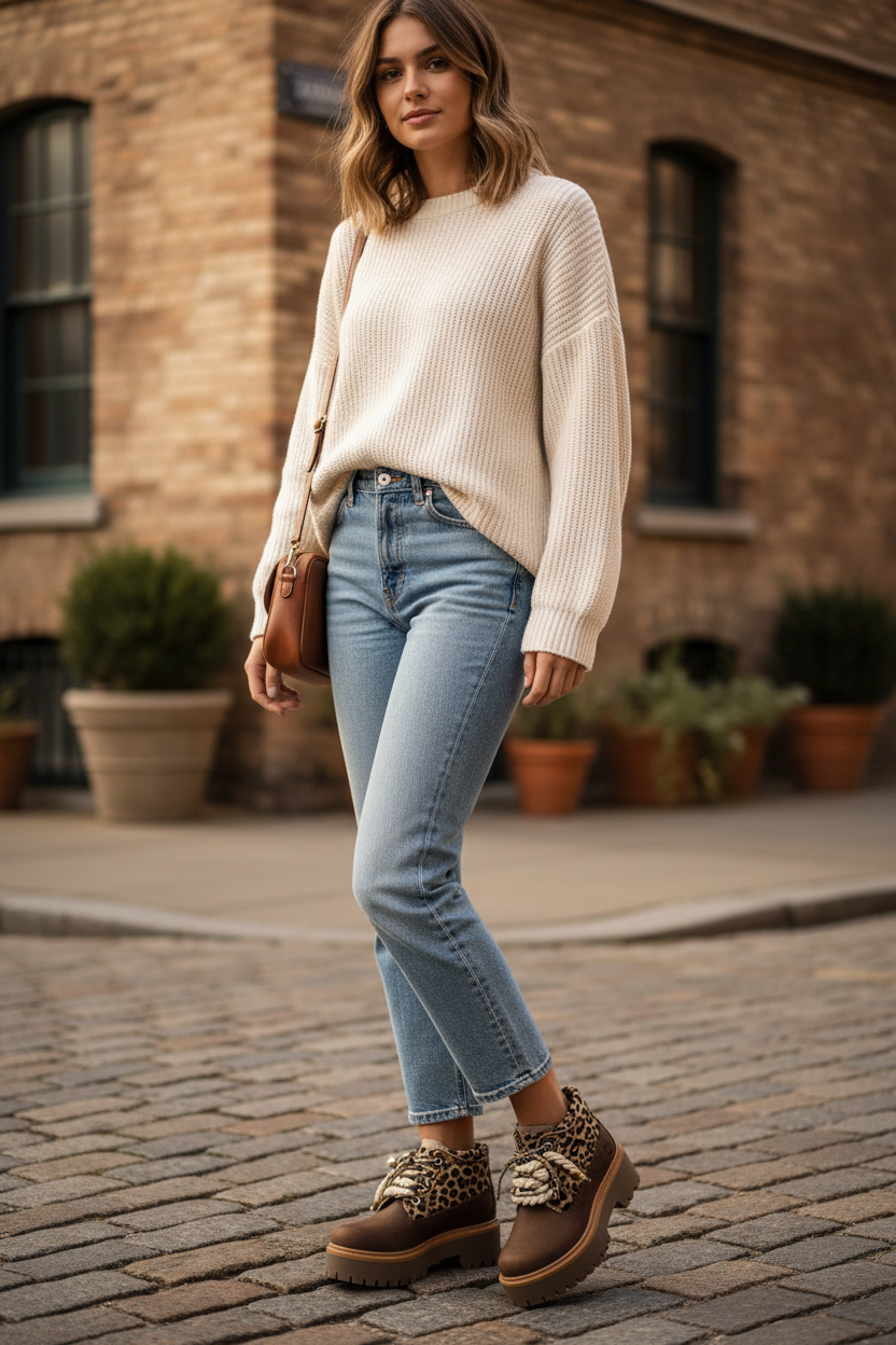 Timberland Stivaletto Platform Stone Street Marrone Corda e Brillantino Leopardo TB0A43RR EM5