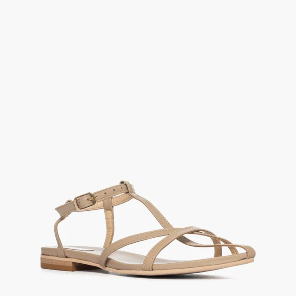 Sandalo da donna in pelle beige