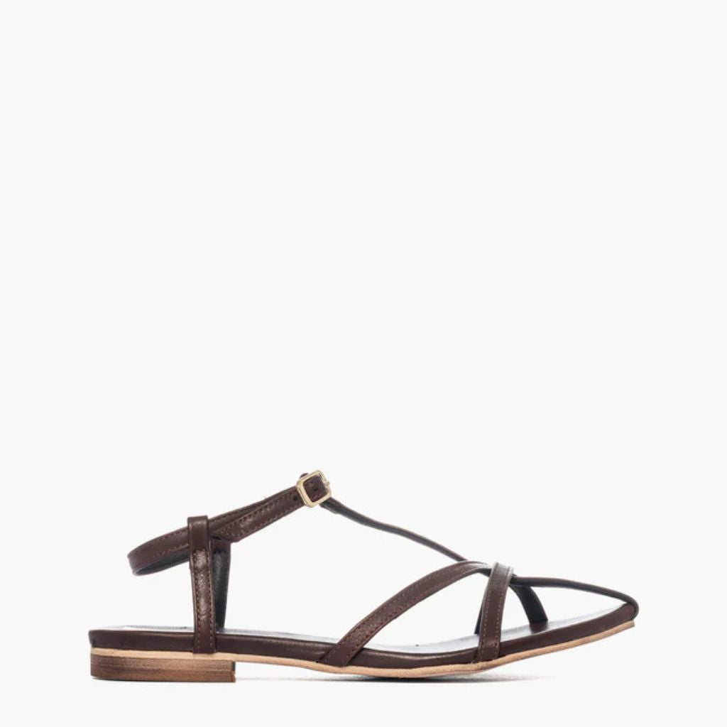 Sandalo da donna in pelle marrone scuro