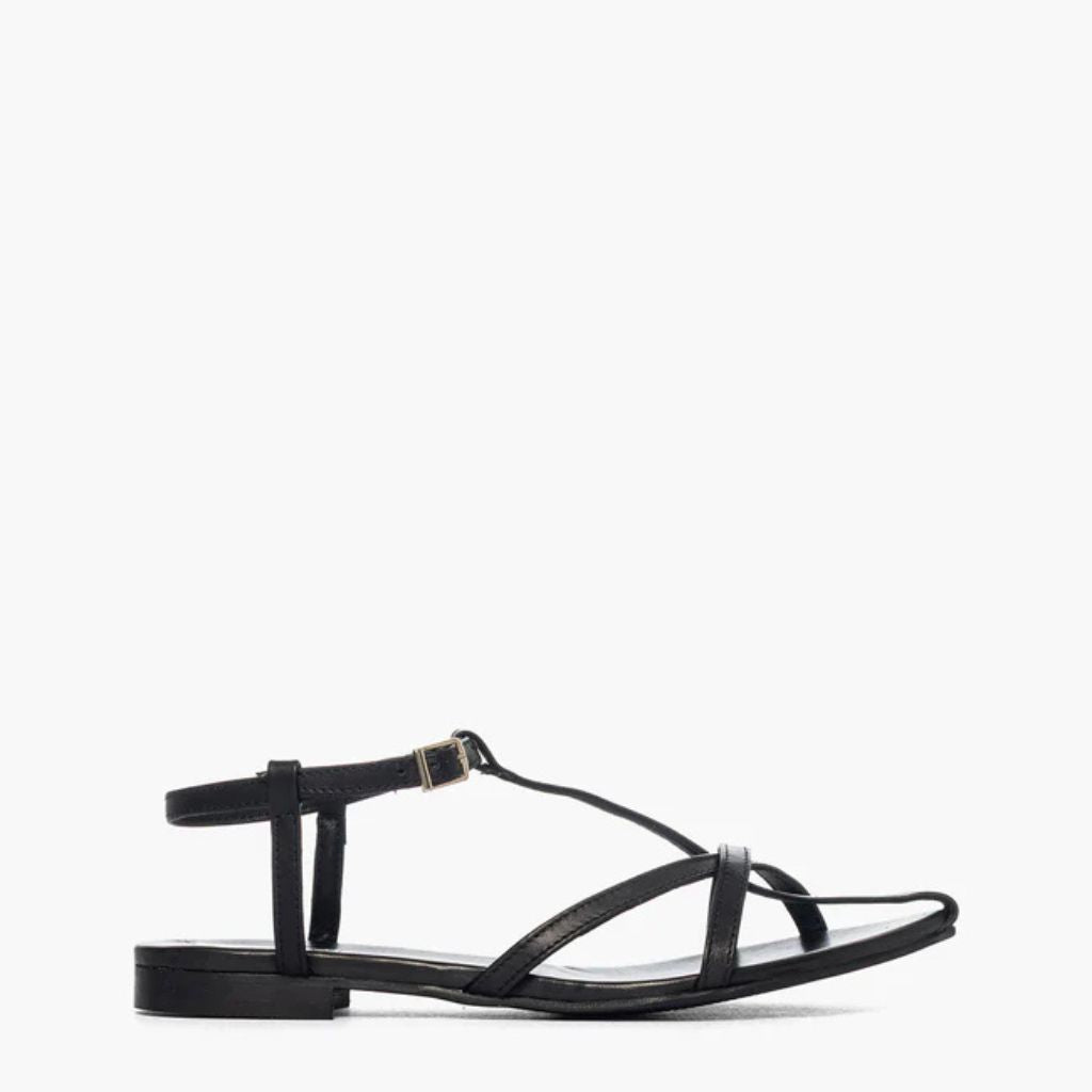 Sandalo da donna in pelle nera