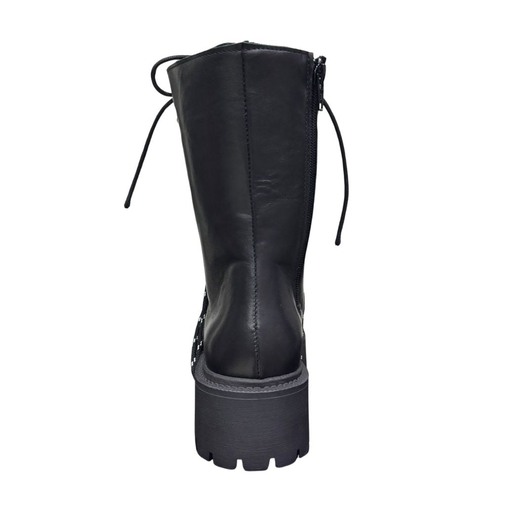 Stivale combat nero Gagliotta XLG con platform carrarmato, doppia allacciatura