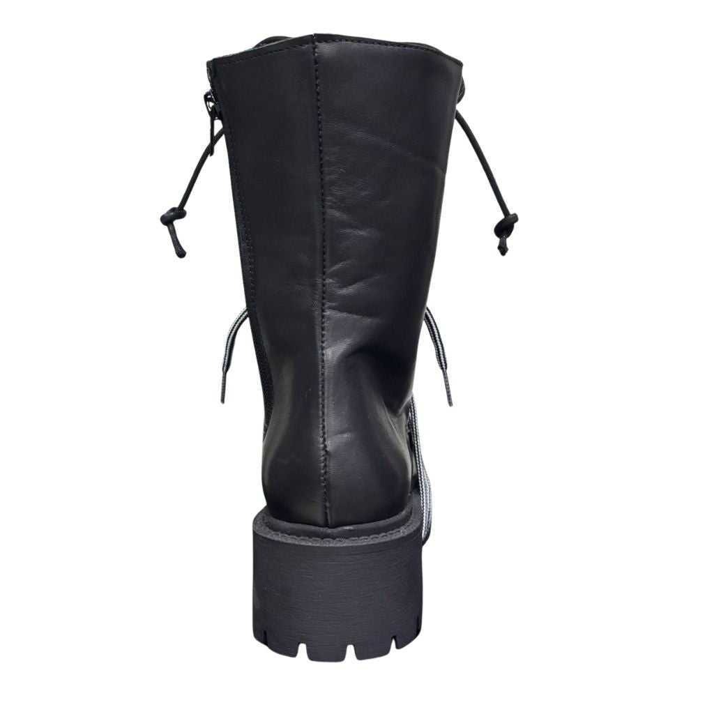 Stivale combat nero Gagliotta XLG con platform carrarmato, doppia allacciatura