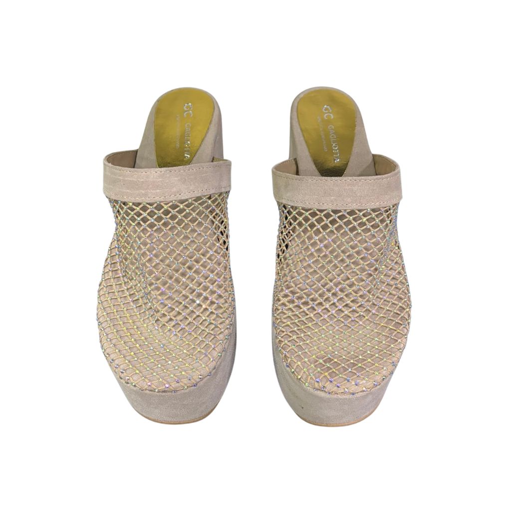 Sabot Gagliotta GC in camoscio taupe con rete