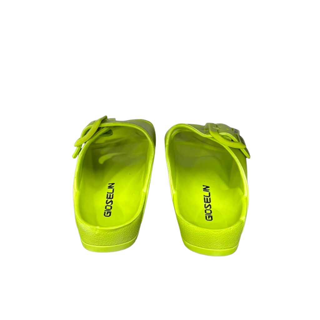 Sandalo Gioselin EVA doppia fascia con fibbia, color verde lime.