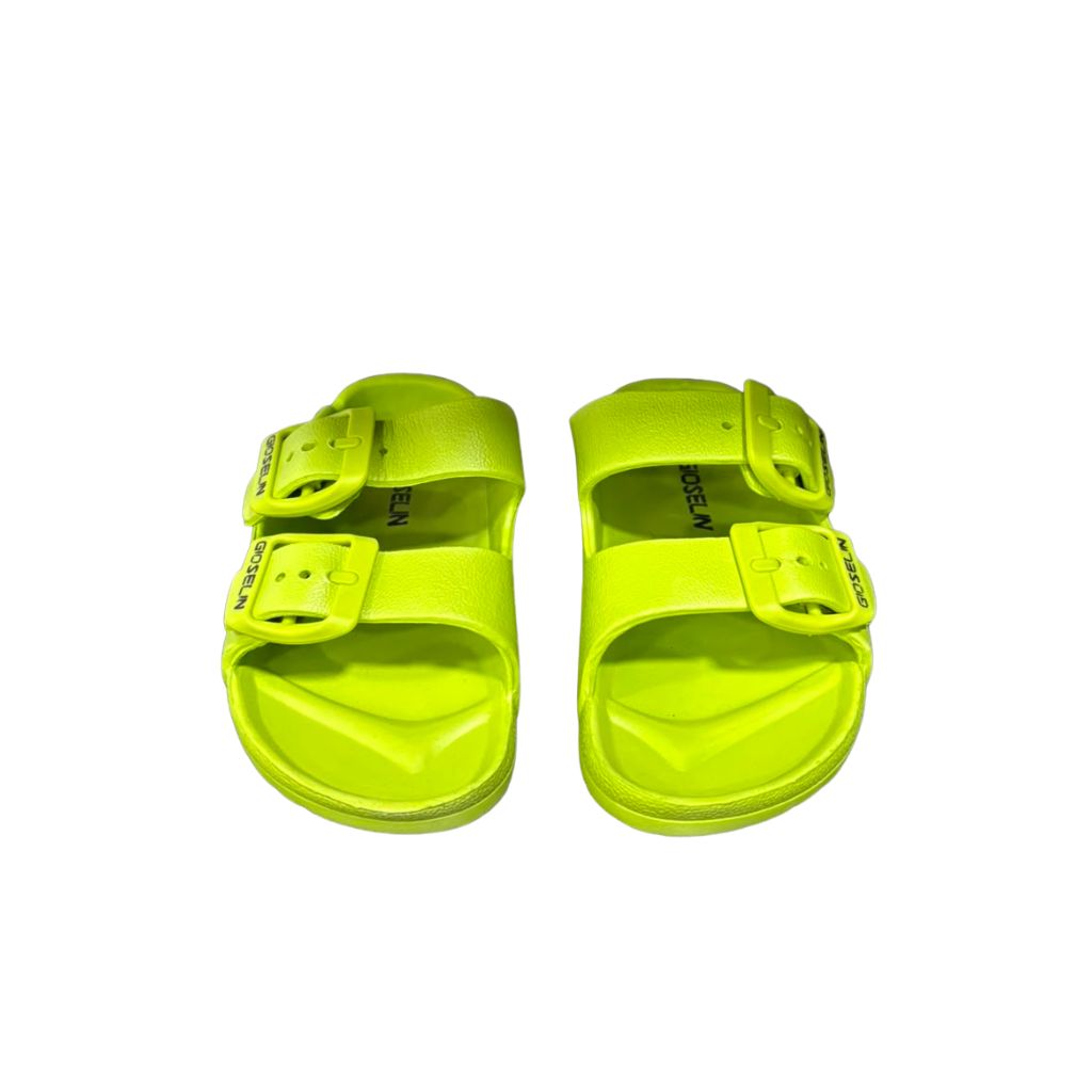Sandalo Gioselin EVA doppia fascia con fibbia, color verde lime.