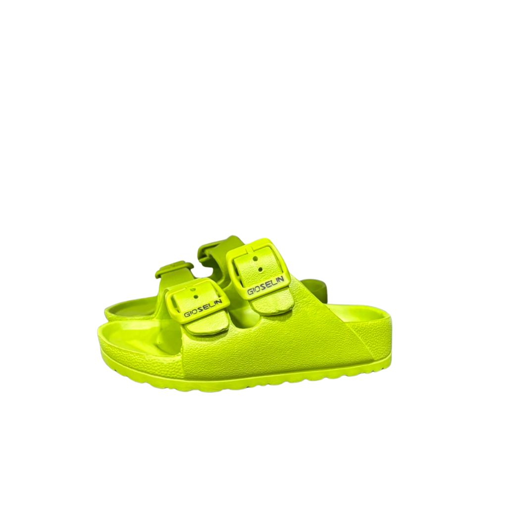 Sandalo Gioselin EVA doppia fascia con fibbia, color verde lime.