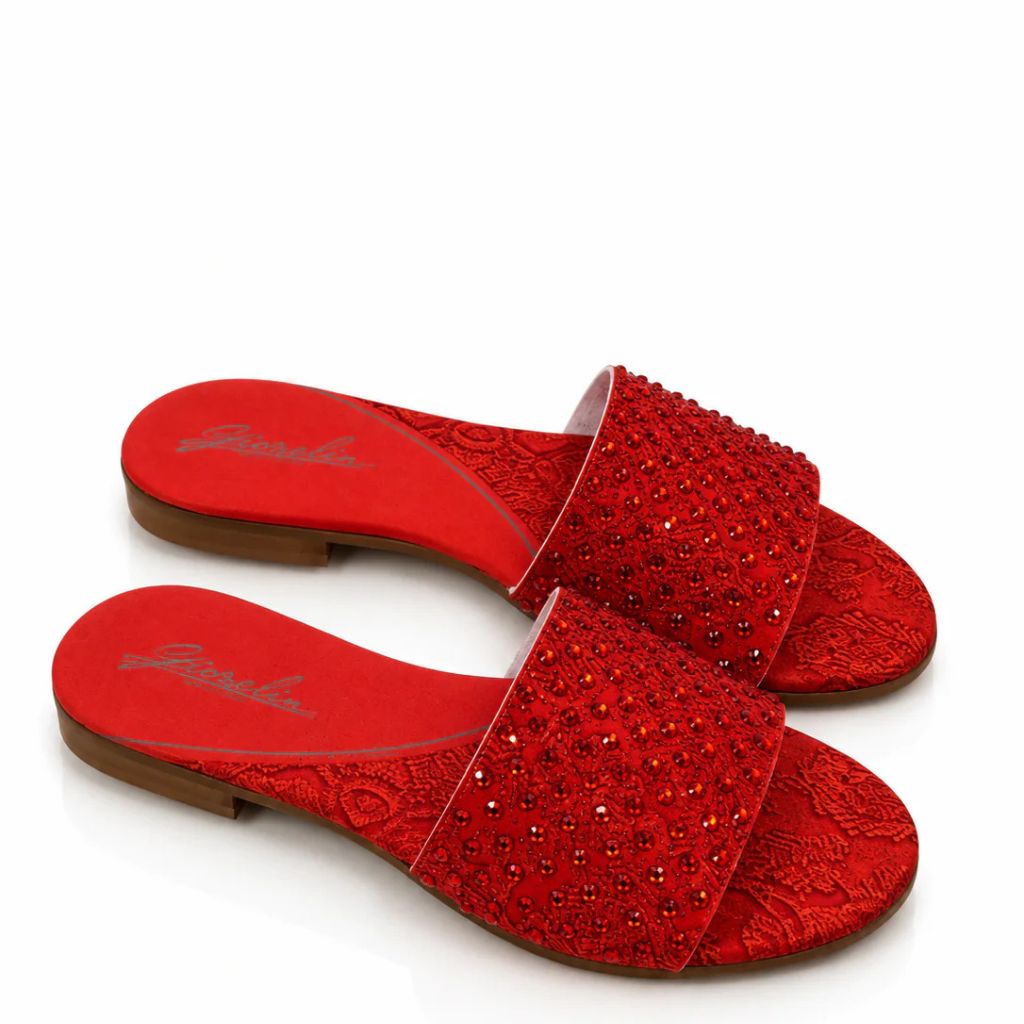 Sandalo Gioselin arancio con pizzo e strass