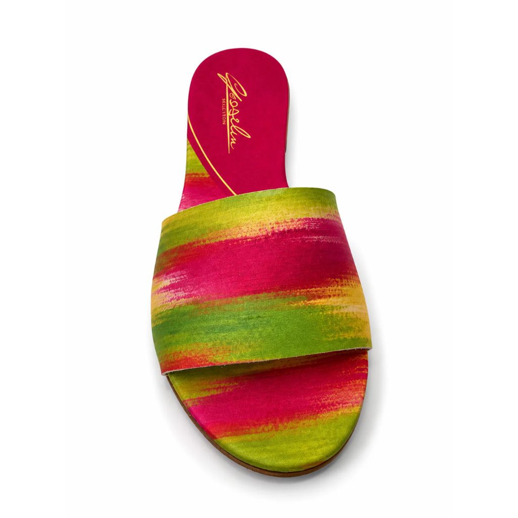 Sandalo Gioselin fantasia tie-dye fucsia e verde