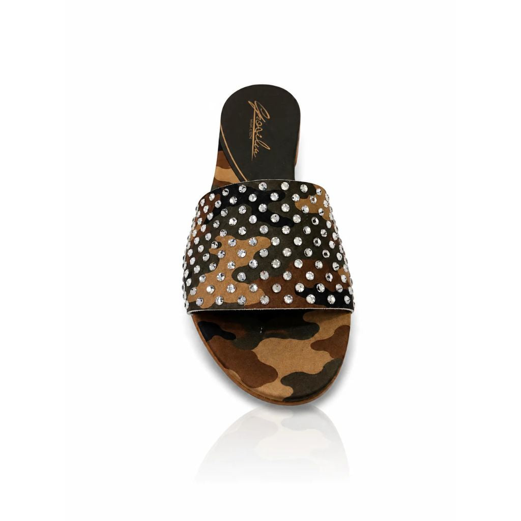 Sandalo Gioselin camouflage con strass