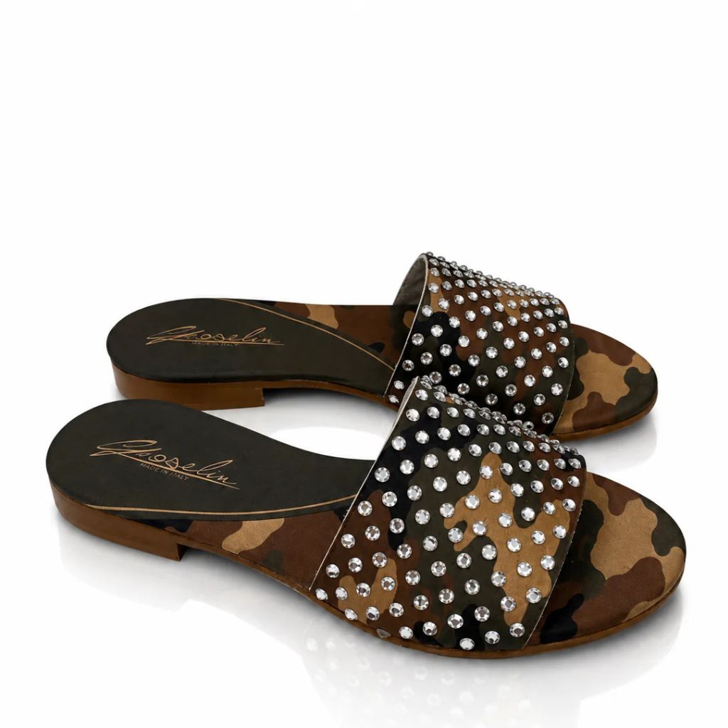 Sandalo Gioselin camouflage con strass