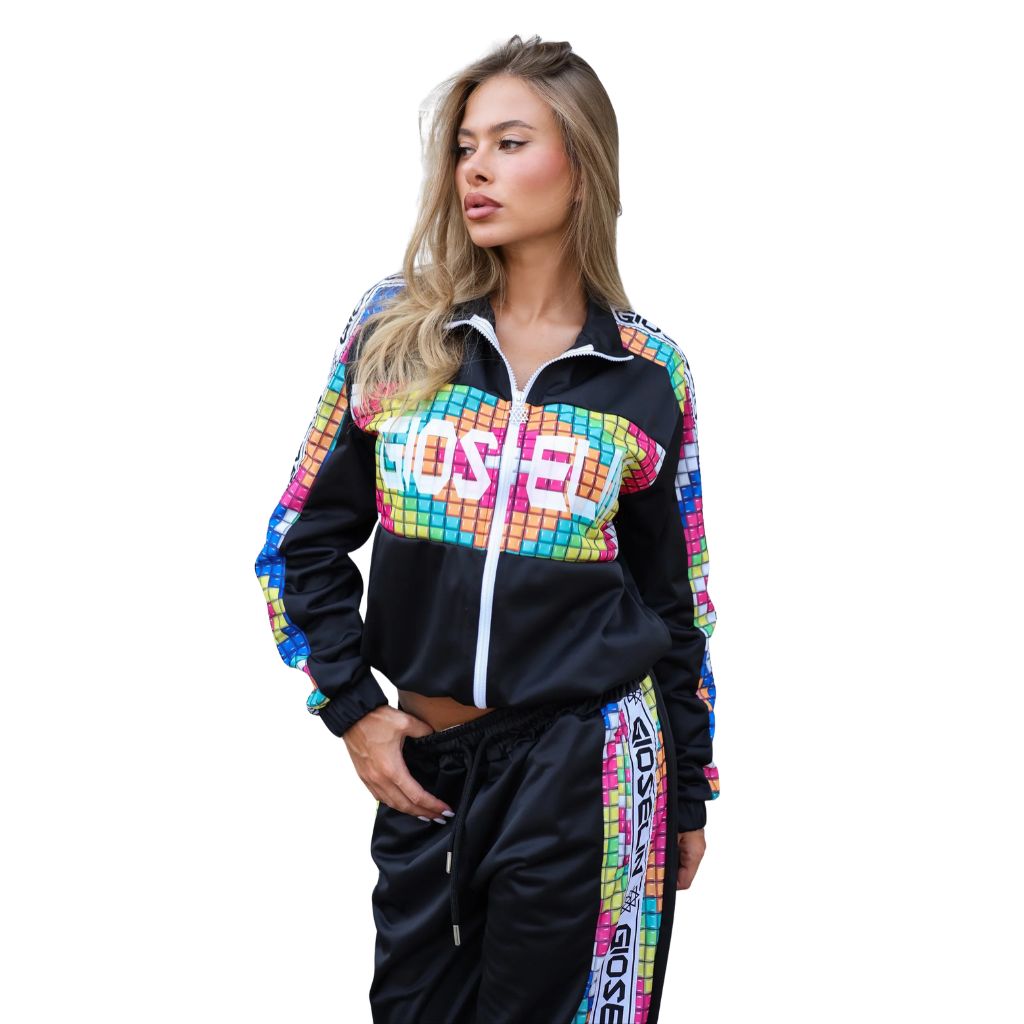 Tuta completa da donna Gioselin Pixel nera in tessuto acetato
