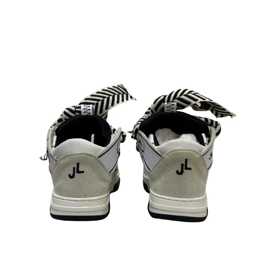 Sneaker alta Jammers London bianca e nera con maxi lacci a righe