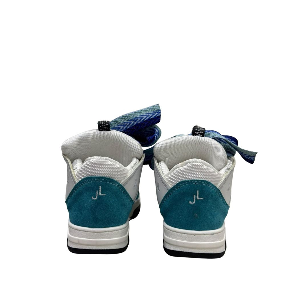 Sneaker alta Jammers London bianca con maxi lacci blu