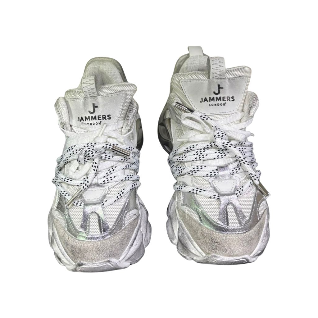 Sneaker Jammers chunky in camoscio ghiaccio e argento